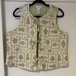 Japna Floral Tie-Front Blouse - Cream and Orange